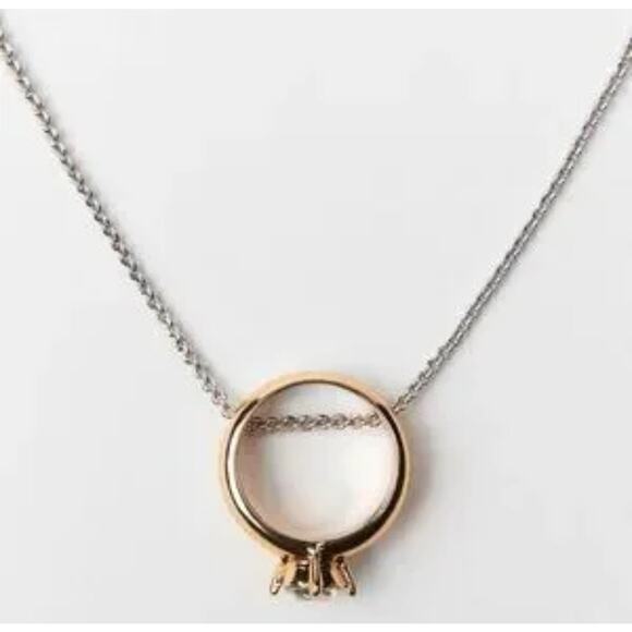 Nwt-ZARA JEWEL WEDDING BAND NECKLACE - Picture 2 of 5